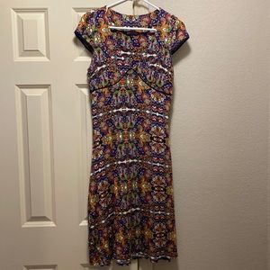 Betsey Johnson cotton midi dress. Side zipper.  Size large